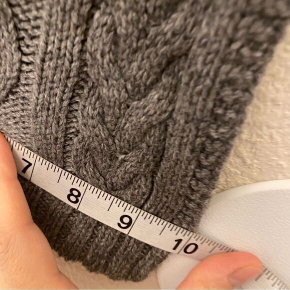 Dark gray chunky Cable knit scarf men’s women’s unisex 10x62 - Picture 8 of 9